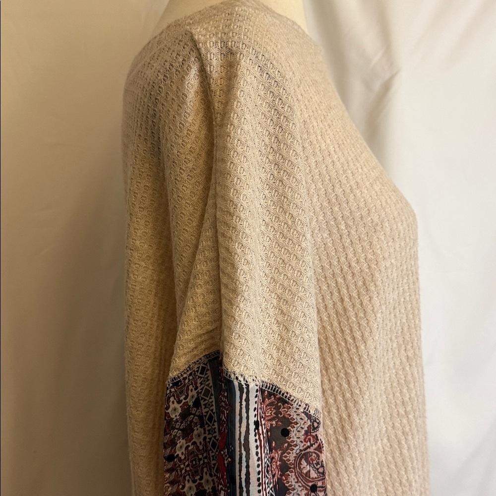 Gypsies & Moondust Boho Paisley Sleeve Waffle Knit Top Large Oversized - Picture 5 of 11